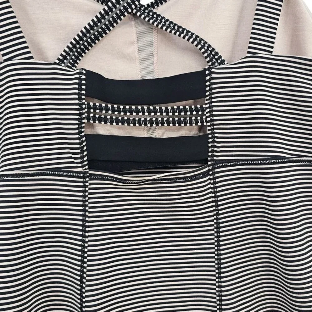 Lululemon Womens 10 Happy‎ Strappy Tank Mini Pop Stripe Black Mink Berry